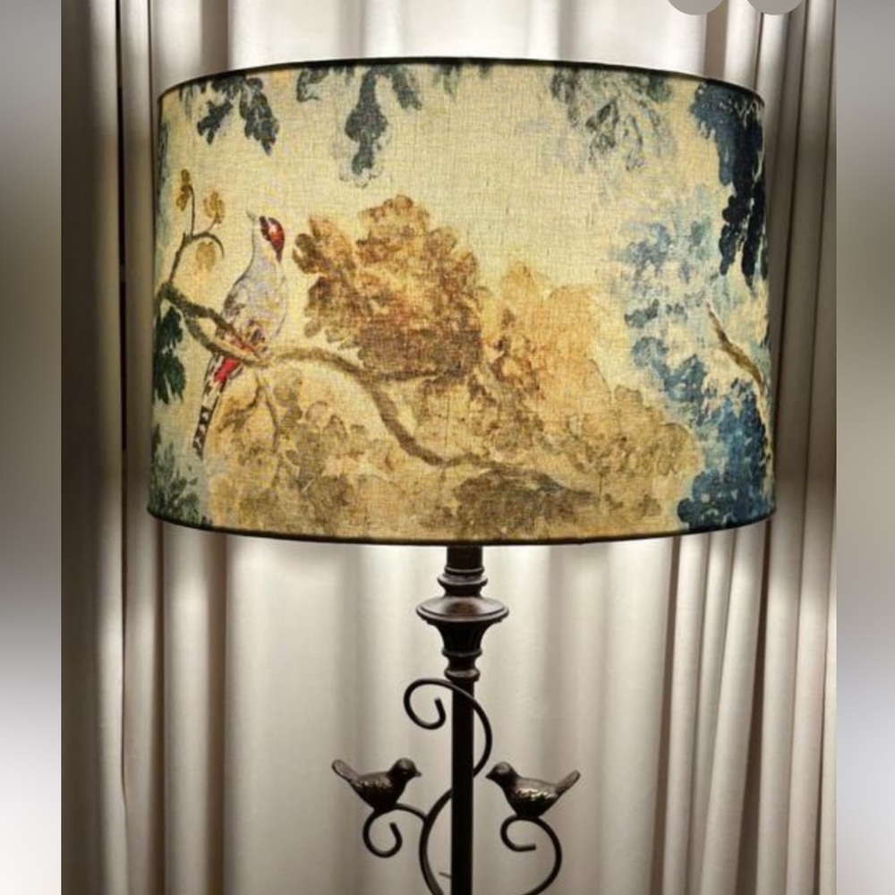 Anthropologie Judarn Bird Print XL Drum Lampshade
